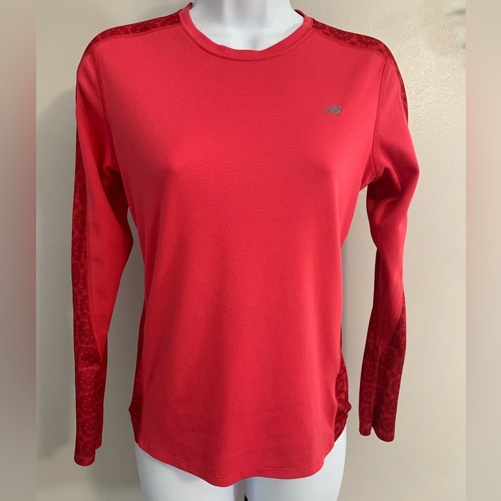 New Balance Women's Red and Pink Long Sleeve Top